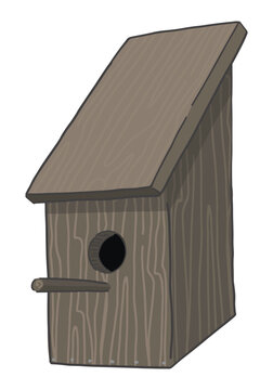 recommend clip art: Wooden bird house clipart. Spring time doodle. Vector illustration in cartoon style isolated on white.