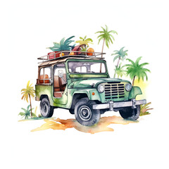 Land Rover Defender Watercolor Clipart, Ai generative