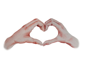 Obraz premium Watercoor heart hands illustration. Love sign gesture.