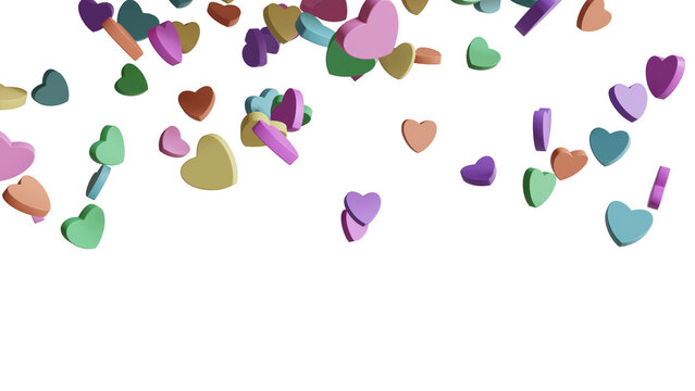 Isolated falling pastel candy hearts
