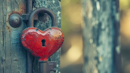 Love is the key to the heart. The image of a heart-shaped key entering a lock symbolizes unlocking the emotions of love.