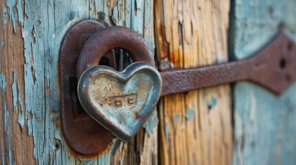 Love is the key to the heart. The image of a heart-shaped key entering a lock symbolizes unlocking the emotions of love.