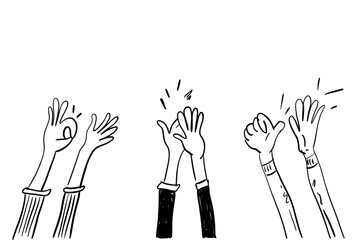Vector hand-drawn illustration with black human hands