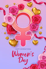 International women's day greeting card template. Women's day celebration social media poste template