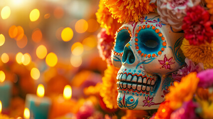 Fototapeta na wymiar A colorful Mexican Day of the Dead Da de Muertos