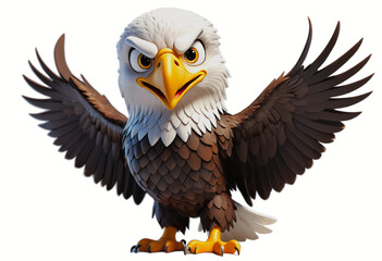 Obraz premium 3D cartoon Bald Eagle on white background. Generative AI