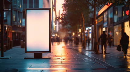 Blank white street billboard poster lightbox stand mock with urban city. mock up - obrazy, fototapety, plakaty