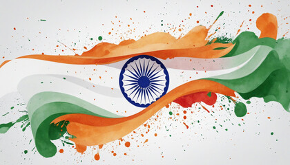 Watercolor waving indian flag.