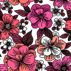 Seamless floral pattern. Design for wallpaper, fabric, wrapping paper, cover and more.	