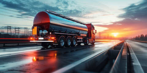 tanker truck on the road - obrazy, fototapety, plakaty