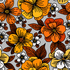 Seamless floral pattern. Design for wallpaper, fabric, wrapping paper, cover and more.	