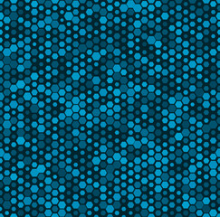 Camouflage seamless pattern with blue hexagonal endless geometric camo