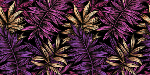 Seamless floral pattern of leaves.