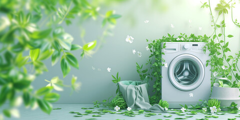 Washing Machine With Green Leaves