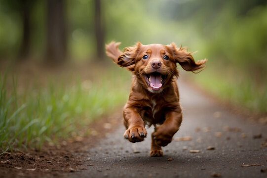 irish setter puppy excited running