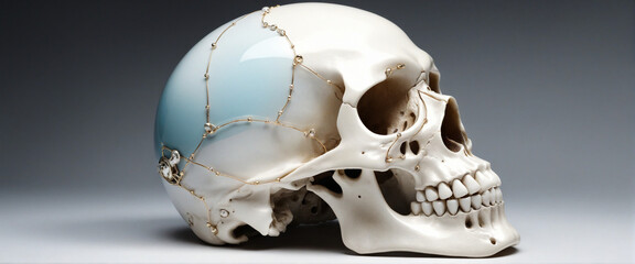 monochrome skulls on white background