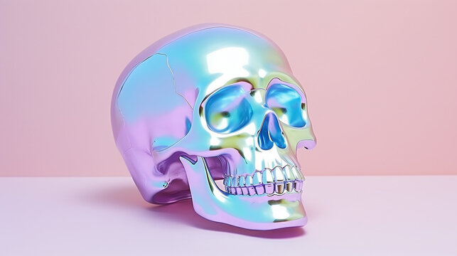 Metal skull in holographic colors