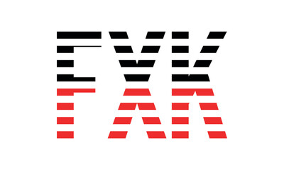 FXK three initial letter iconic line negative space minimal logo design vector template. monogram, abstract, wordmark, business, typography, minimalist, brand, company, flat, modern, unique, simple