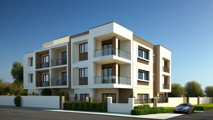 3d house model rendering on white background, Clean and precise 3D illustration modern cozy house. Concept for real estate or property.