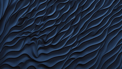 Abstract Dark Blue Wavy 3D Background Illustration.