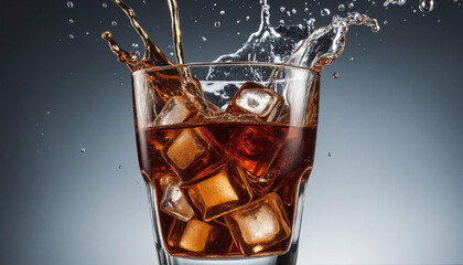 Refreshing Cola Soda with Ice Cubes Splash Texture