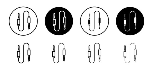 Audio Cable vector icon set collection. Audio Cable Outline flat Icon. - obrazy, fototapety, plakaty
