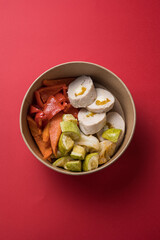 Delivery of meat dishes. Close-ups