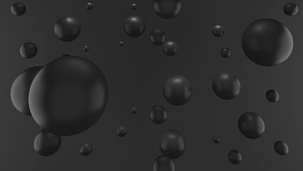 black ball on a black background,soap bubbles,3d rendering