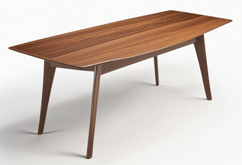 Solid Wood Dining Table on White Background