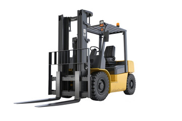 Forklift for working in warehouse isolated on white. Electric loader for loading goods