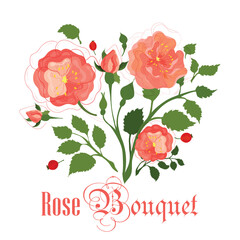 A vintage bouquet with hand drawn flowers