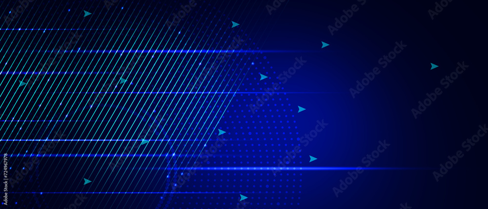 Wall mural illustration smooth lines in dark blue background