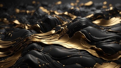 Fototapeta premium luxury gold and black layers texture, rock, dark abstract, illustration premium background, high quality
