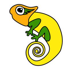 Chameleon cartoon silhouette vector illustration