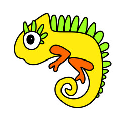 Chameleon cartoon silhouette vector illustration