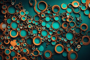 abstract minimal circles background in three colors. 