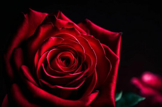 Red rosebud close up. Single red rose macro