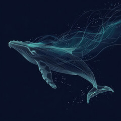 abstract blue background with whale with space for text