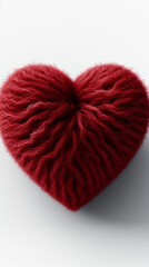 Red Furry Heart on White Background

