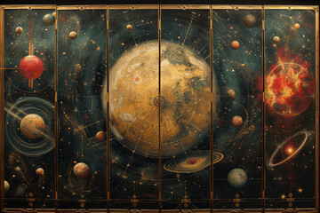 Background: image of celestial bodies in space.