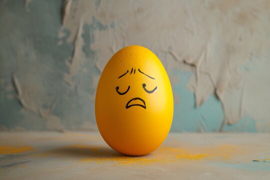 a egg with a sad face and green background, in the style of octane render, isolated landscapes, cinestill 50d, minimalist sculptor, matte background, smilecore, emotionally charged scenes
