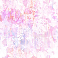 Pink pattern seamless watercolor aesthetic floral abstract repeating background soft pastel colors surreal distorted flowers textured abstract background