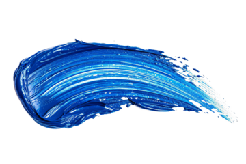Isolated cobalt blue paint stroke on transparent backdrop