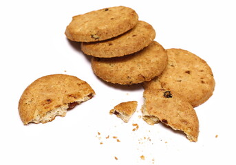 Integral biscuit with fruit isolated on white