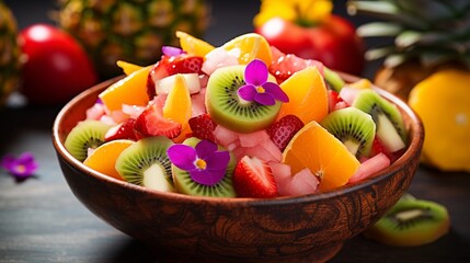 Vibrant tropical fruit salad, healthy food
