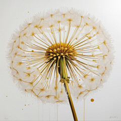 Golden dandelion against a white backdrop.