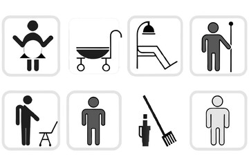 WC Symbole, signs, icons, sanitär, piktogramm