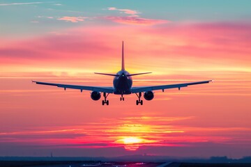 airliner taking off at sunset the excitement of air travel, the beginning of a journey and the thril