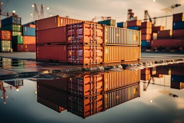 Fototapeta premium logistics network distribution and transportation, Smart logistics, Future of transportation innovation on huge storage centers