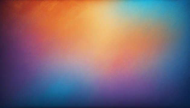 Orange and blue gradient abstract background with bright light and glowing empty space, grungy texture on transparent background.